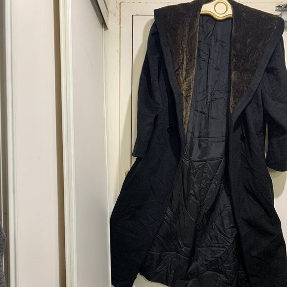 VINTAGE JONATHAN MICHAEL BIG COLLAR DOUBLE BREAST WOOL TRENCH COATS SIZE L - Picture 4 of 16